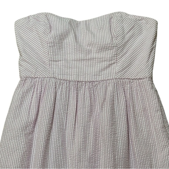 J. CREW Pink White Striped Seersucker Strapless Mini Dress 100% Cotton‎ Size 8 - Picture 3 of 7